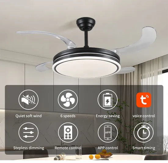 Wooden Color Bedroom Europe Style High Speed Silence Invisible Ceiling Fan Light