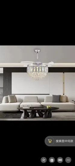 Modern Design Luxury Decoration Room Crystal Invisible Fan light 