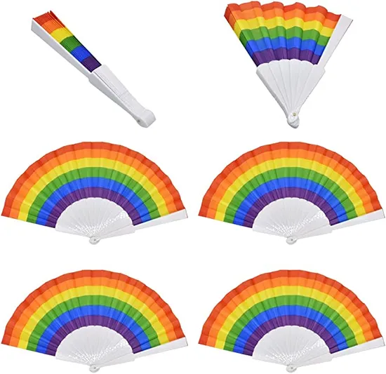 Chinese Small Plastic Folding Hand Fan for Summer Beach Decoration Wedding Party 