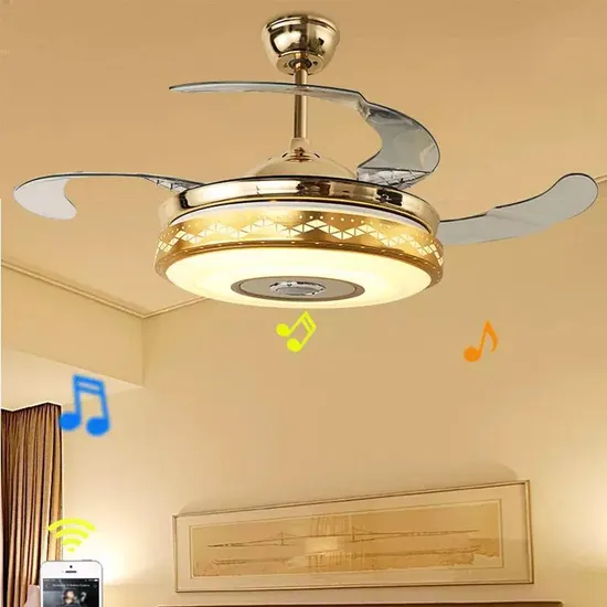 Factory Manufactured DC Pure Copper Motor Remote Control Black Invisible LED Ceiling Fan Lamp 