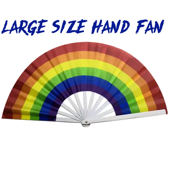 13inch Large Folding Clack Rave Bamboo Decorate Hand Fan for Festivals Accessories 