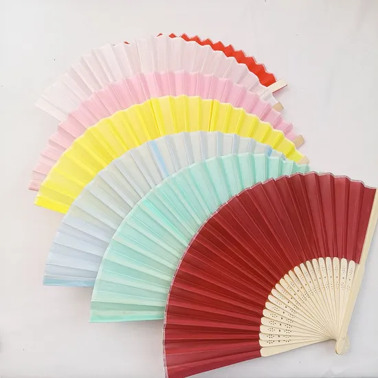 Plain Silk Folding Hand Fan Wedding Fan Weeding Gift Rave Hand Fan 