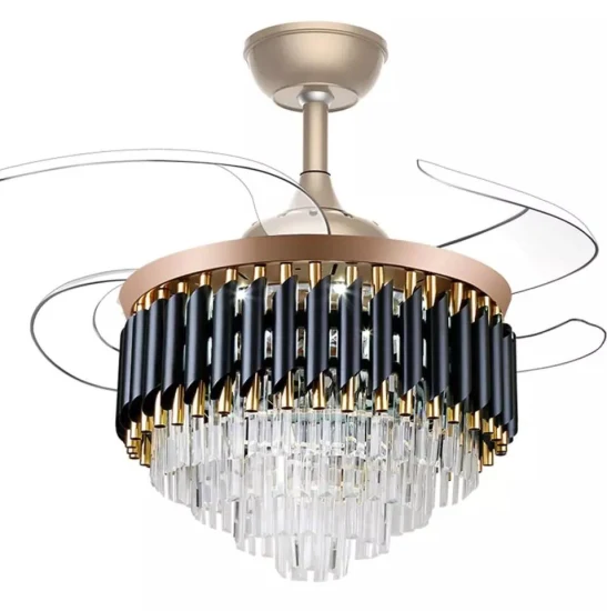 Modern Large Size Crystal Ceiling Fan Light with Invisible Blades Crystal Chandeliers
