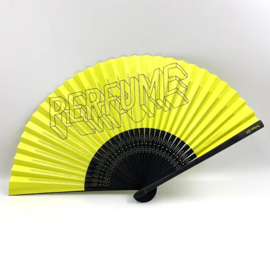 Custom Printed Logo Bamboo Fans Paper and Polyester Fabric Folding Hand Fan Personalized Dance Music Party Wedding Performance Decorations Gift