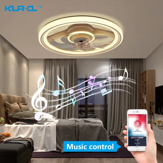 Milky White Invisible Blade 2.4G Wireless Control Energy Music Saving Ceiling Fan Light