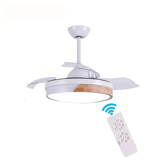 42 Inch Modern Decoration Indoor Low Noise Retractable Blade Ceiling Fan with light Remote Control 