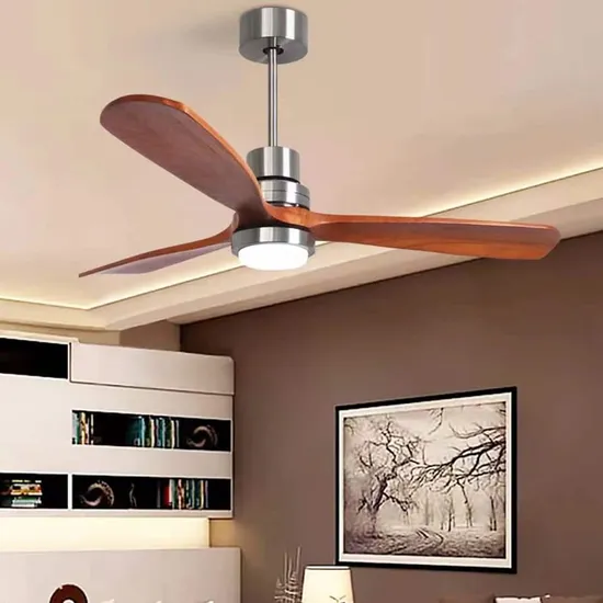 Factory Manufacturing 36 Inch Indoor Decorated Tuya Solid Wood Hotel LED Ceiling Fan Light 