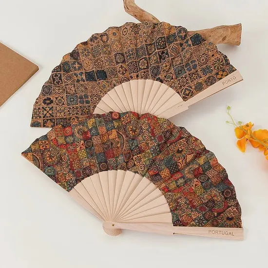 Custom Printed Spanish Wood Fan Personalized Handheld Polyester Cloth Fan for Home Decor and Souvenirs Stylish Promotion Item 