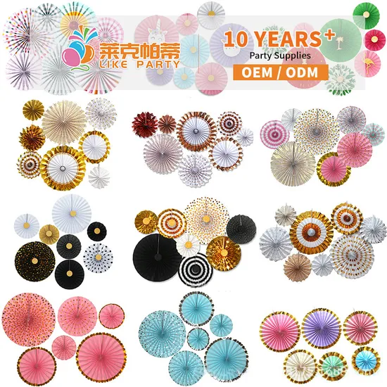 Festival Party Birthday Wall Hanging Decoration Paper Fan Wedding Paper Folding Fan 