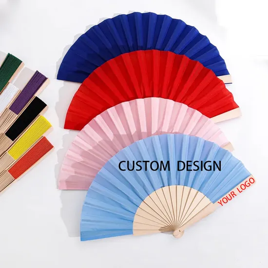 23cm Polyester Cloth Fan Wooden Crafts Hand Painted Spanish Fan for Customized Decoration and Show 