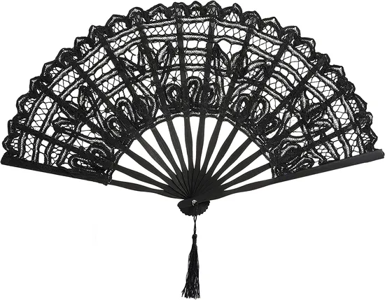 Wedding Decoration Folding Fan 27cm Bamboo Lace Rave Fan 