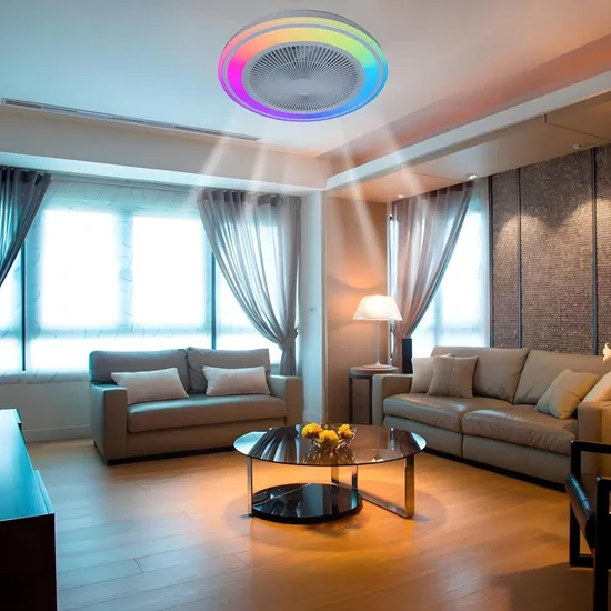 Surface Invisible 6 Speed Wind Ceiling Fan 3CCT Dimmable LED Fan Light with 2.4G Bluetooth Remote Control 