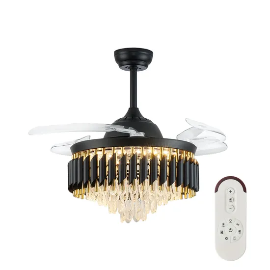 Living Room Luxury Smart Crystal Invisible Fan Light 