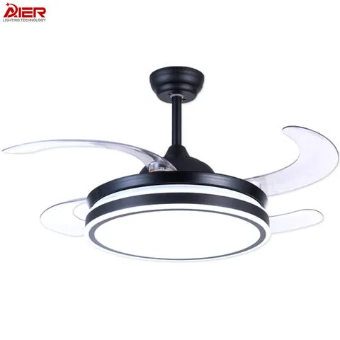 Manufacturer 42 Inch Competitive Price High Lumen Hidden Blade LED Retractable Invisible Ceiling Fan Light 