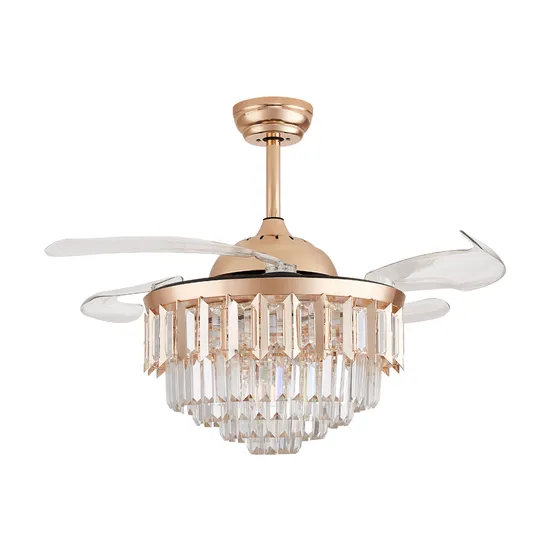 New Style Light Luxury Home Crystal Invisible E27 Fan Light 