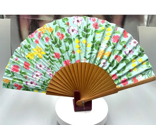 Length 23cm Craft Decoration Gift Folding Hand Fan Wood Hand Held for Men Women Girls Wholesale Custom Printed Wooden Paper Fabric Fans 